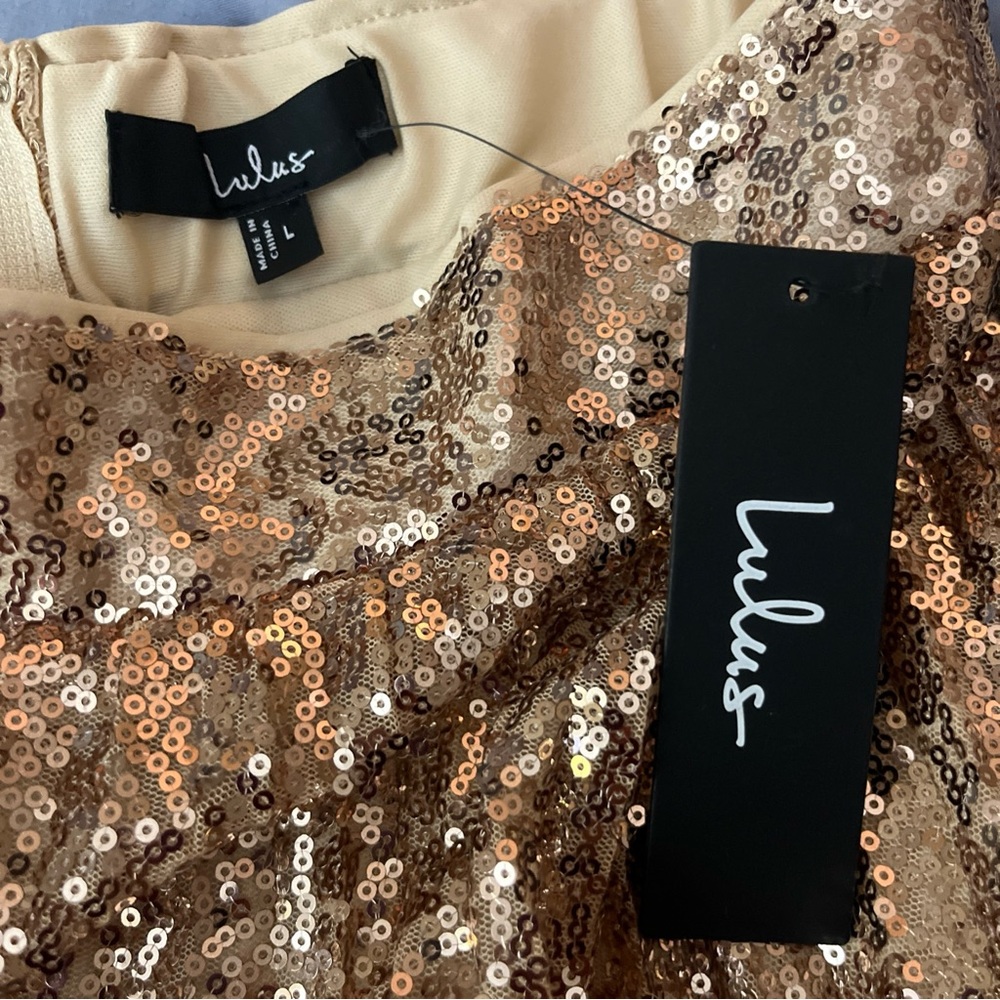 Lulu's Rose Gold Sequin A-Line Skirt - Picture 7 of 12